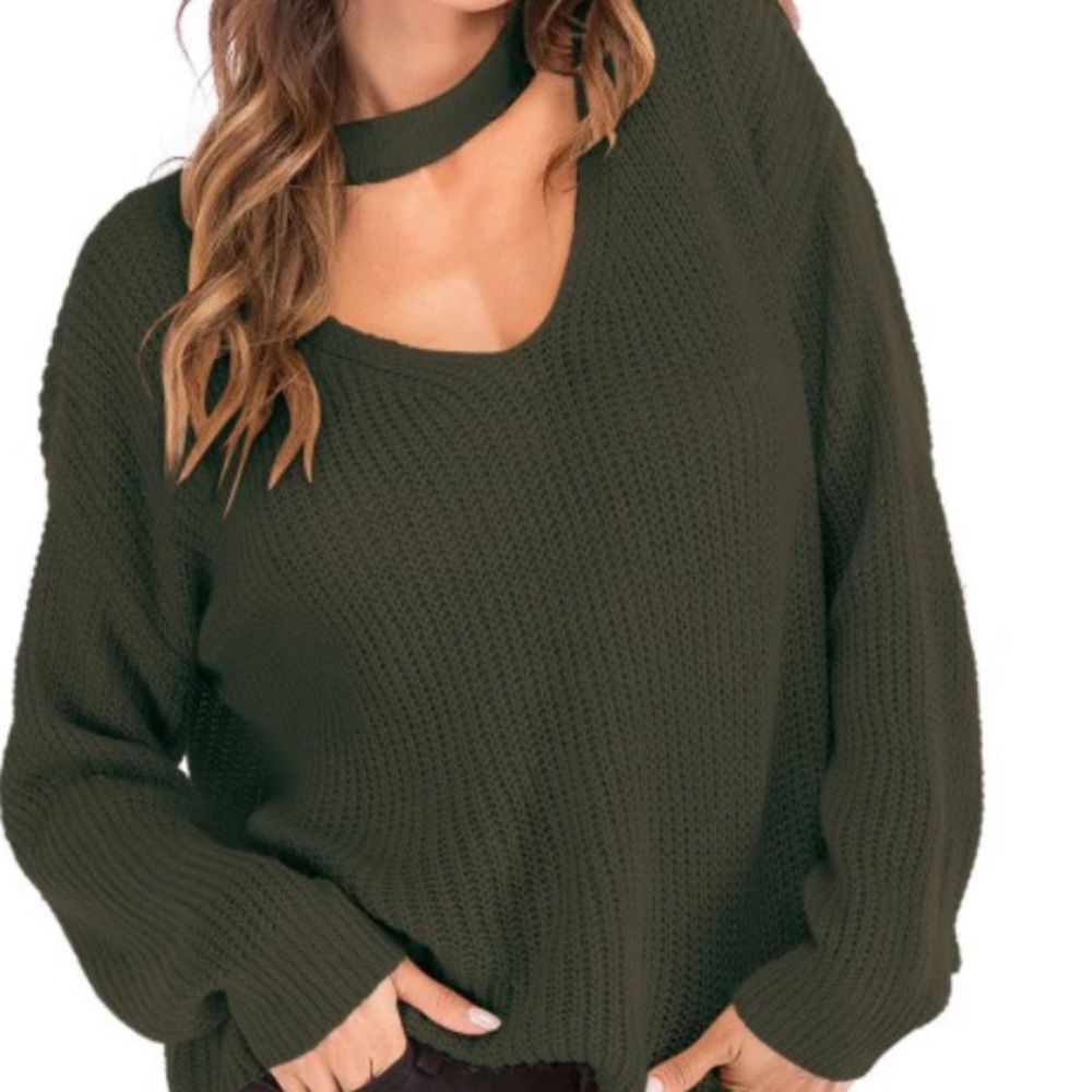 SOLD Sage green choker sweater